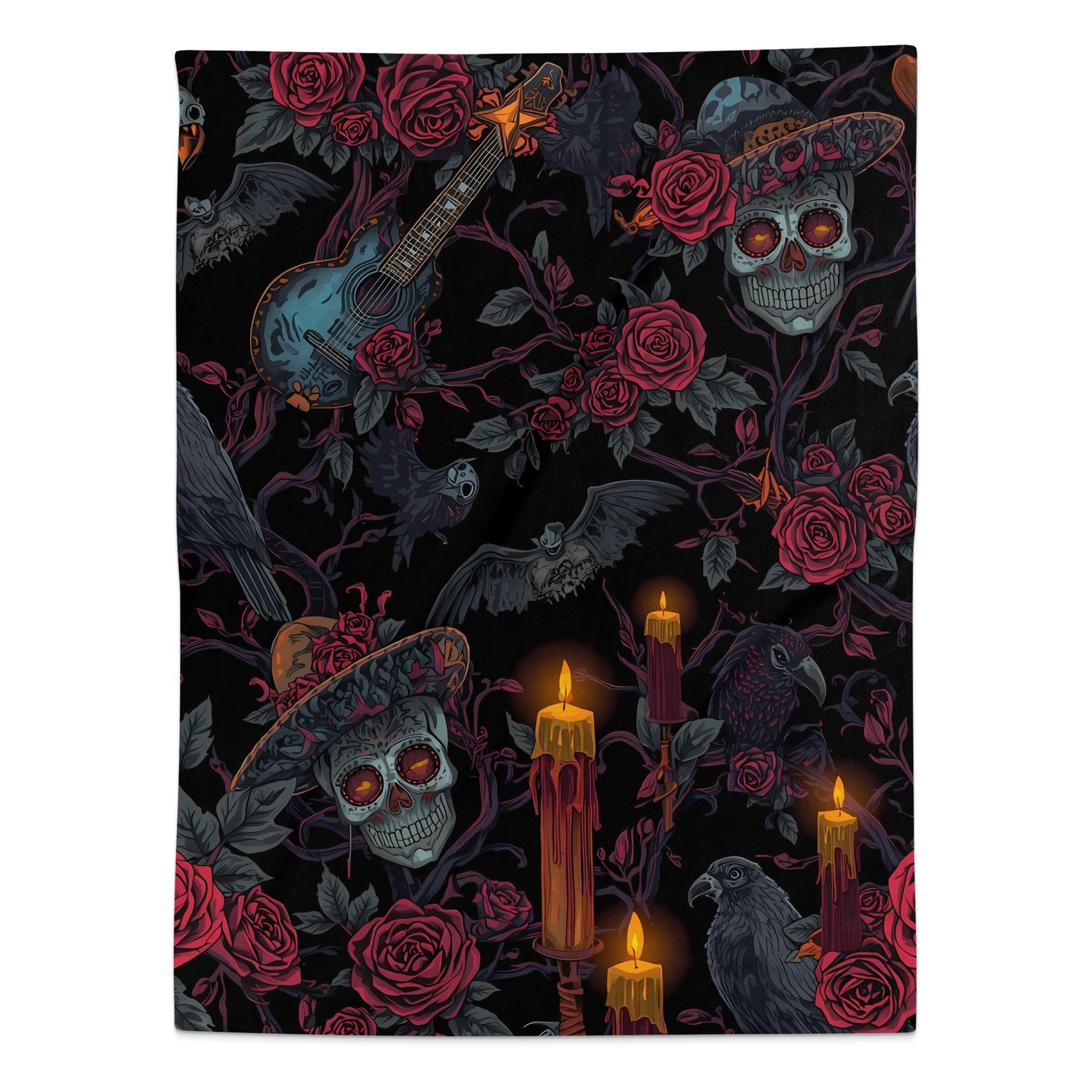 Skull Guitar and Candle Patterned Blanket product