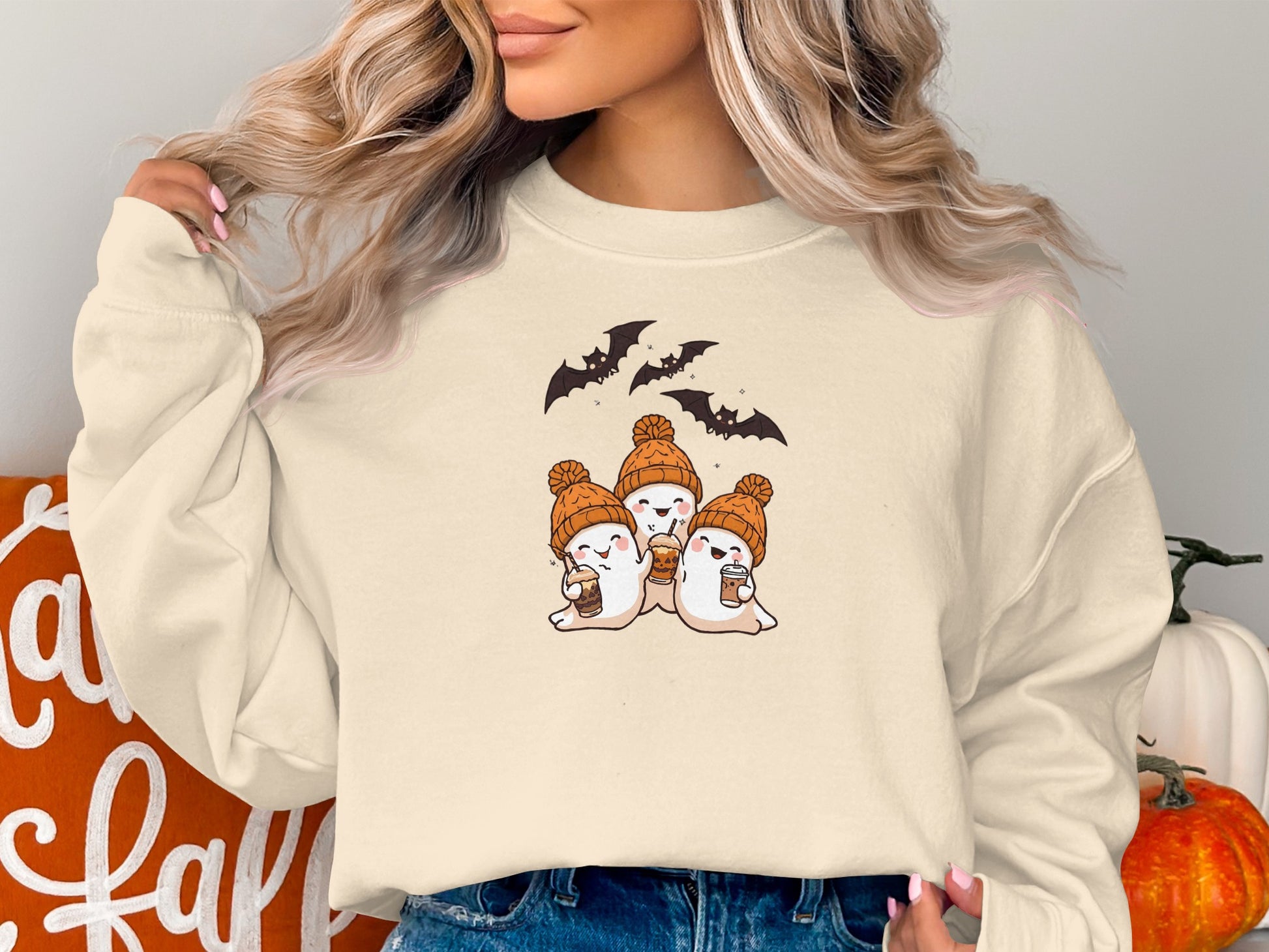 Cute Halloween Dogs with Bats Graphic Sweatshirt product