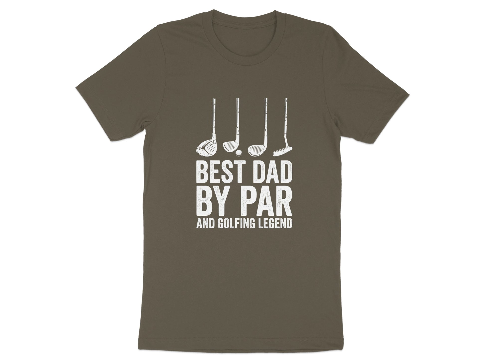 T-shirt with golf clubs and text "BEST DAD BY PAR AND GOLFING LEGEND".