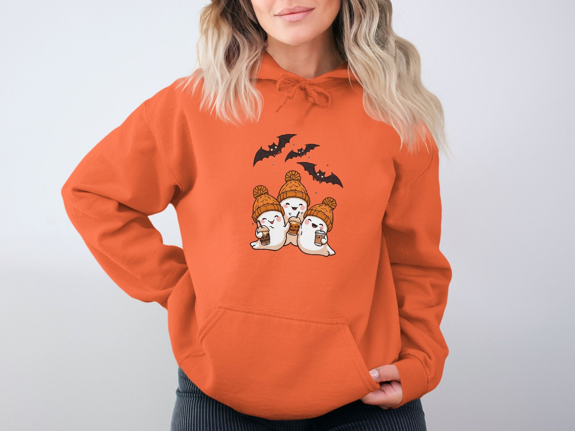 Cute Halloween Ghosts and Bats Graphic Hoodie product