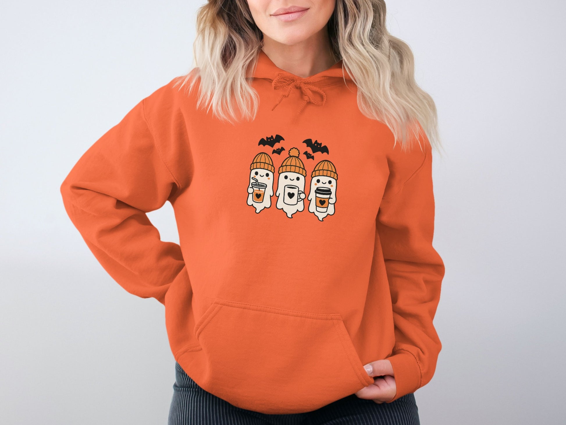 Halloween Themed Hoodie with Cute Ghosts product type