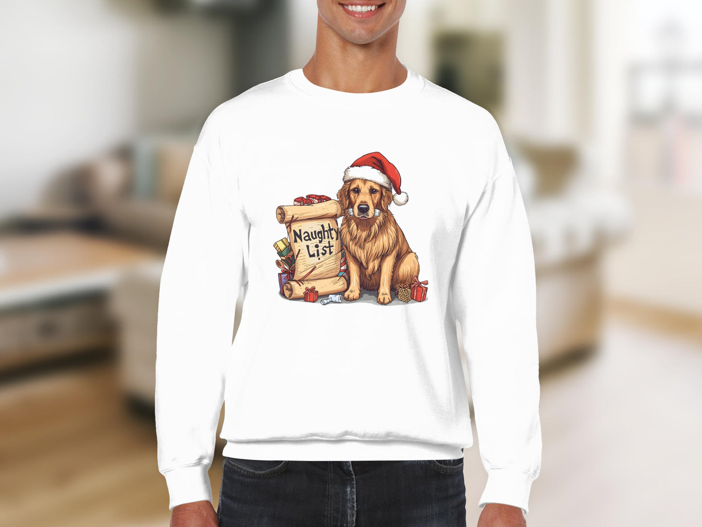 Golden Retriever Naughty List Christmas Sweatshirt