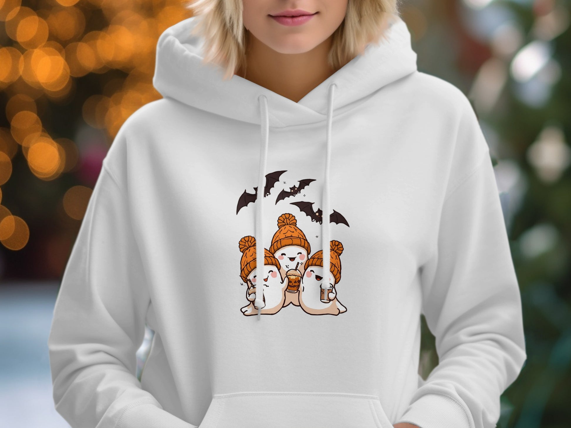 Cute Ghosts and Bat Halloween Hoodie product