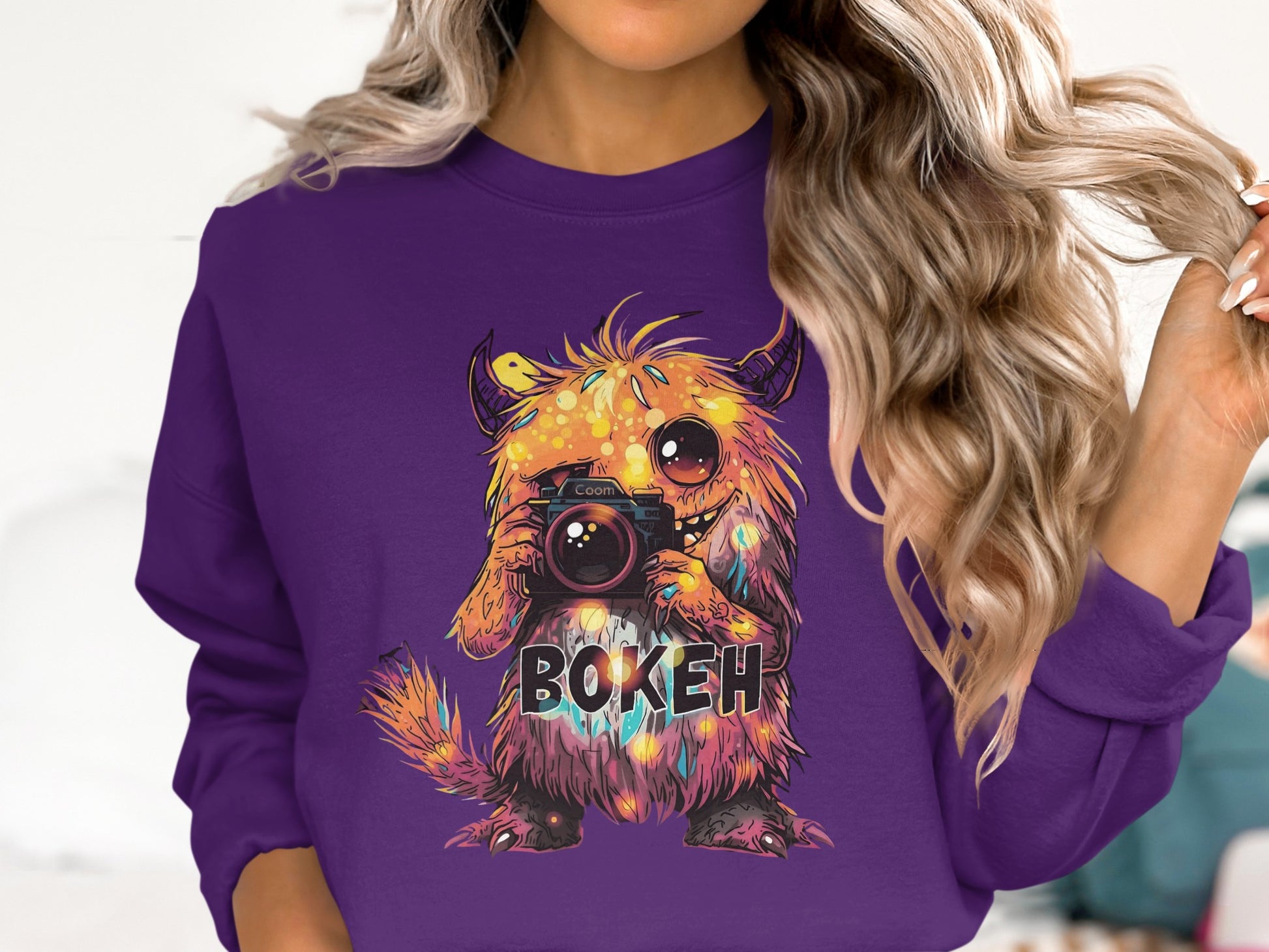 Adorable Bokeh Monster Graphic Design Sweatshirt product