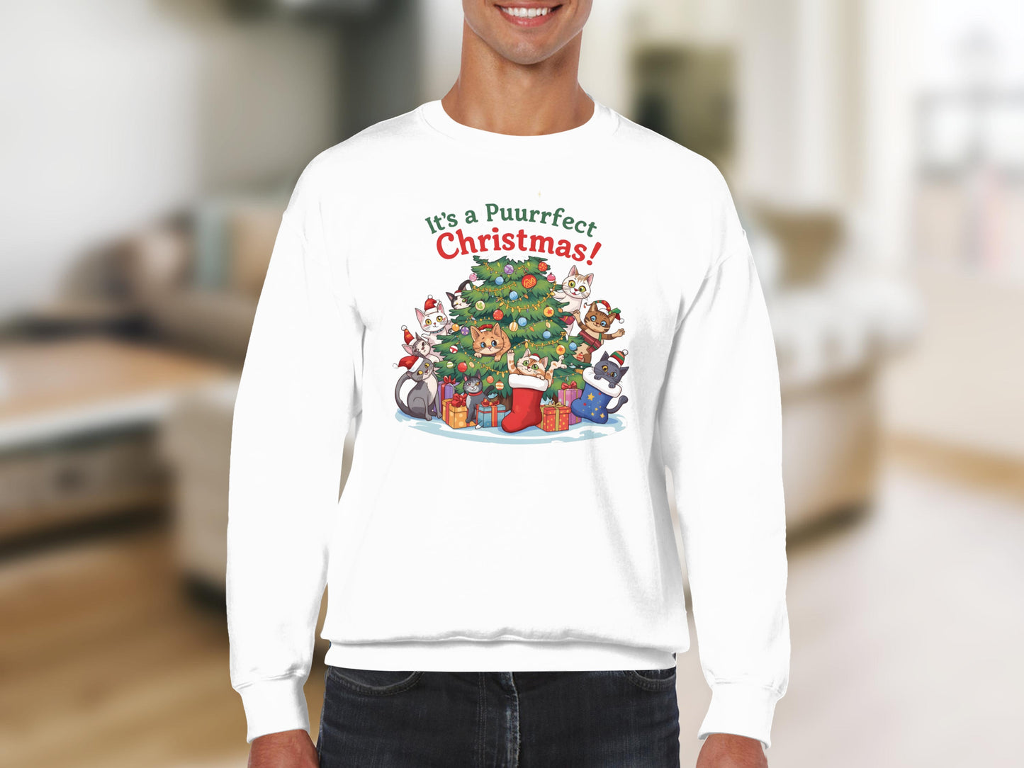 It's a Purrrfect Christmas Sweatshirt Festive Holiday Shirt