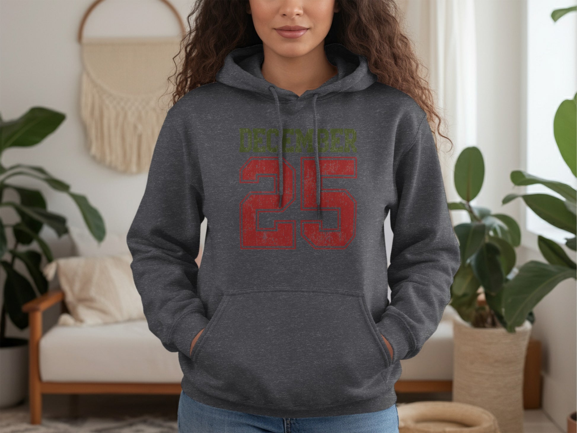 December 25 Distressed Design Hoodie