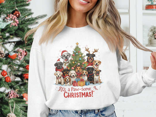 Festive Holiday Dogs Say It's a Paw-some Christmas Shirt
