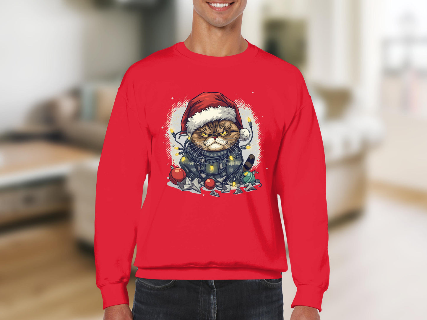 Grumpy Cat Santa Red Christmas Sweater for Festive Fun