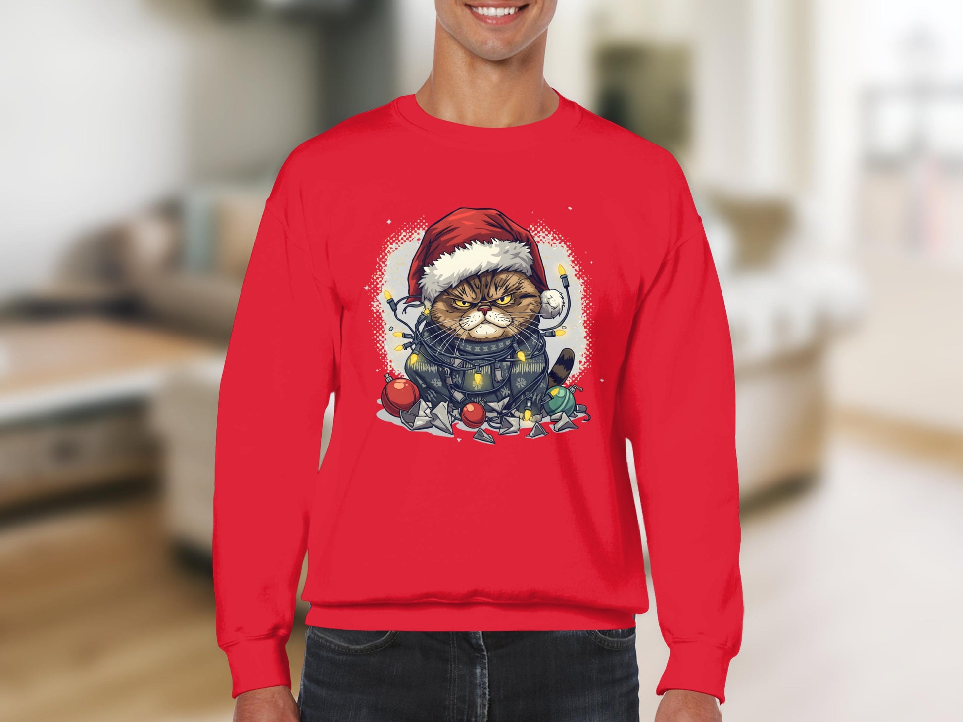 Grumpy Cat Santa Red Christmas Sweater for Festive Fun