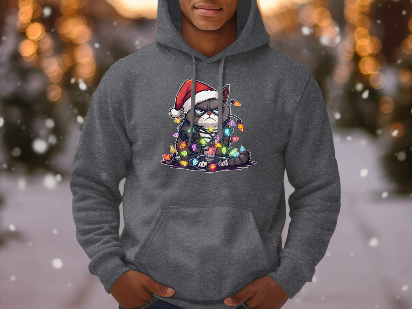 Grumpy Cat Christmas Lights Holiday Hoodie Product