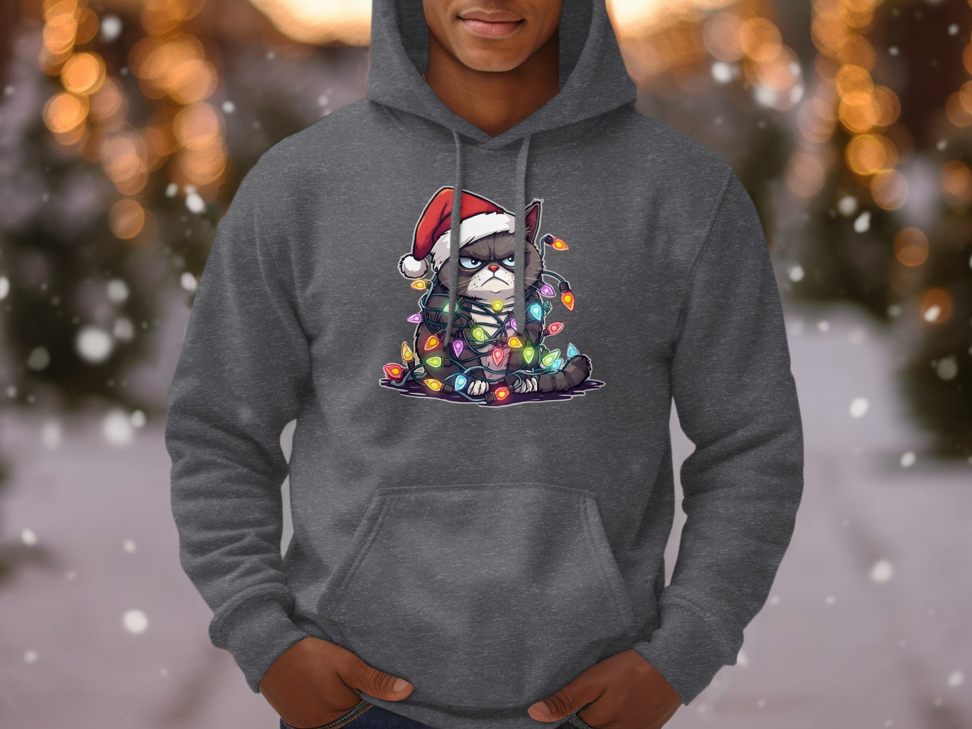 Grumpy Cat Christmas Lights Holiday Hoodie Product