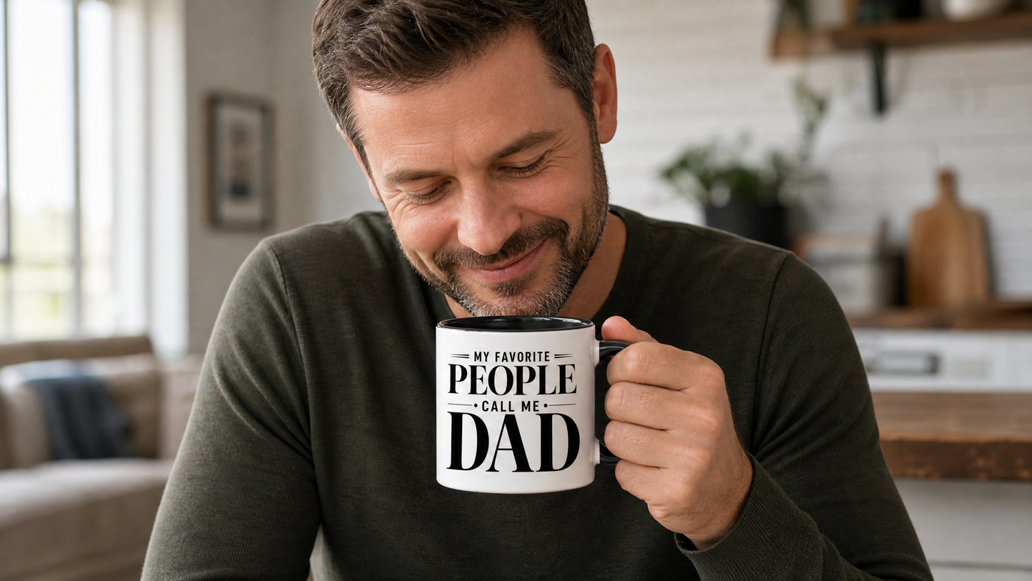 My Favorite People Call Me Dad Accent Mug person holding mug lifestyle image