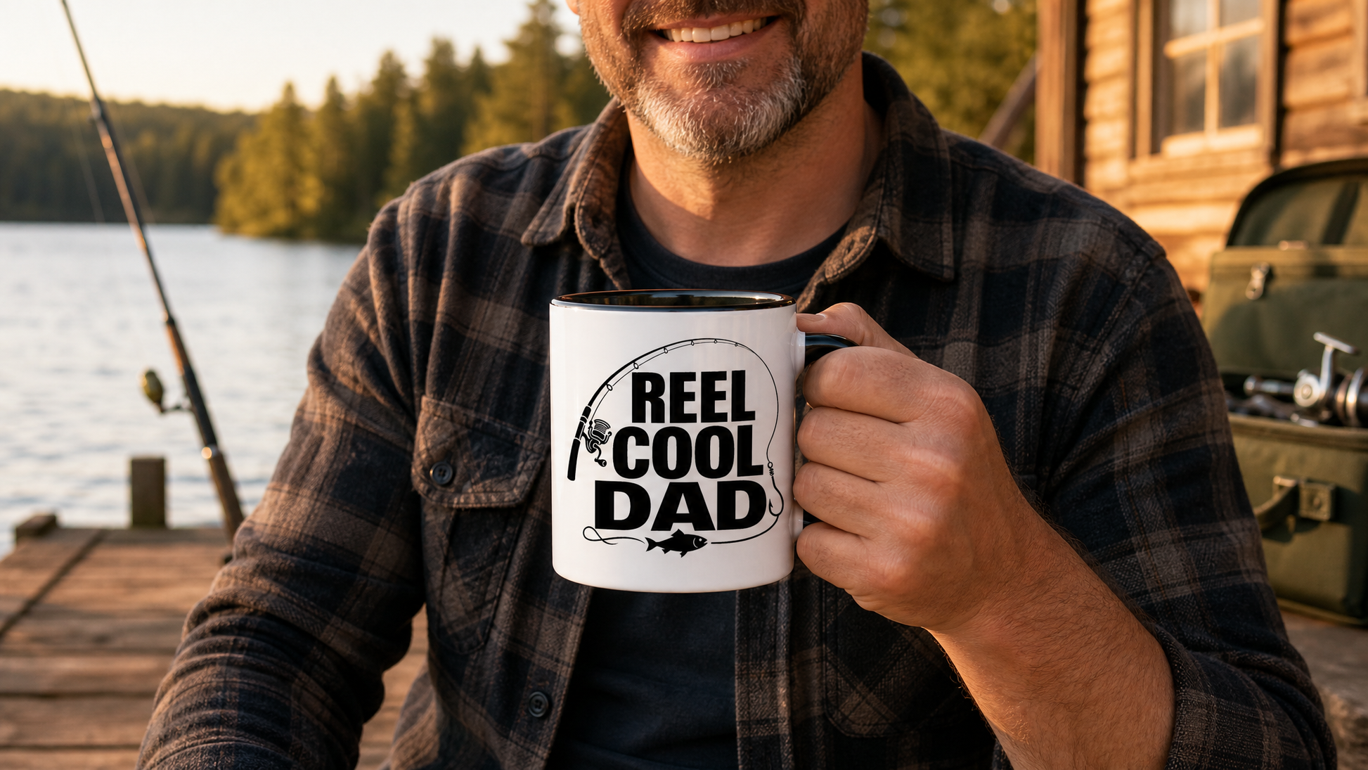 Reel Cool Dad Accent Mug person holding mug lifestyle image